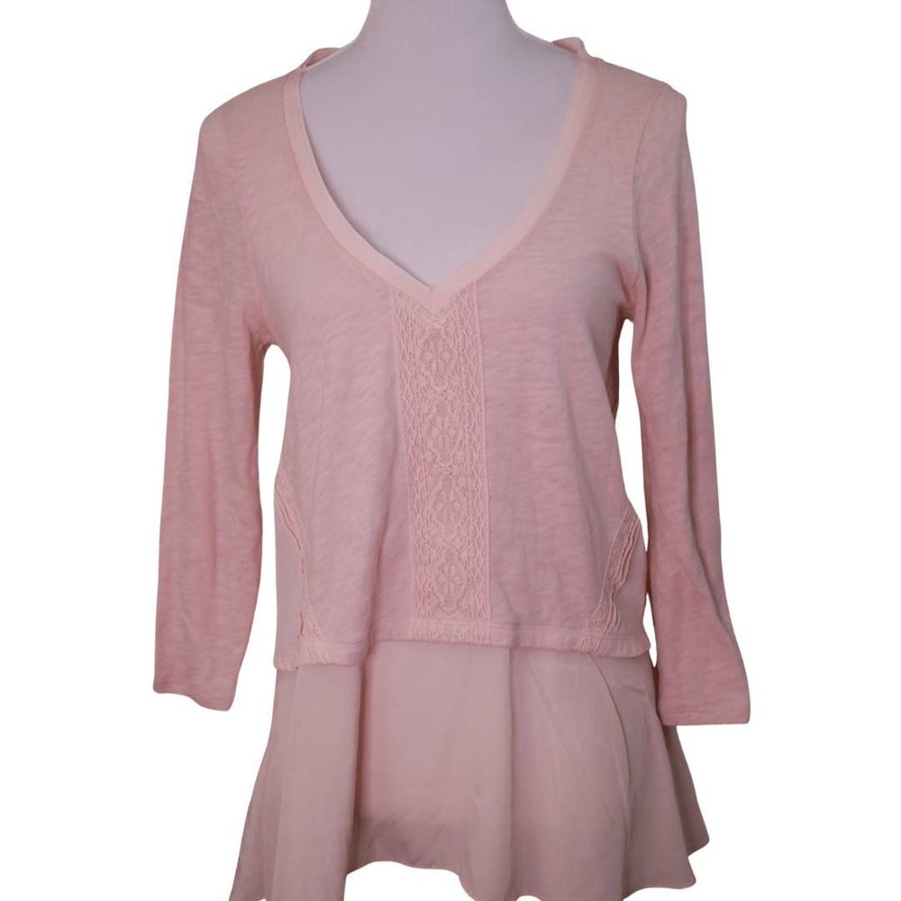 Anthropologies Meadow Rue Pink Amelia peplum Top Boho Peasant Cottage Core